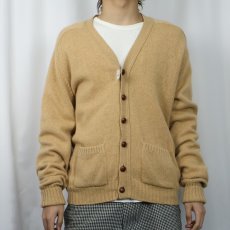 画像2: 80's L.L.Bean USA製 エルボーパッチ付き キャメルヘア×ラムウール ニットカーディガン L (2)