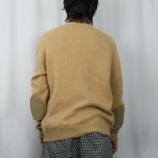 画像3: 80's L.L.Bean USA製 エルボーパッチ付き キャメルヘア×ラムウール ニットカーディガン L (3)