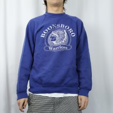 画像2: 80's DISCUS USA製 脇下三角ガゼット インディアンヘッド プリントスウェット L (2)