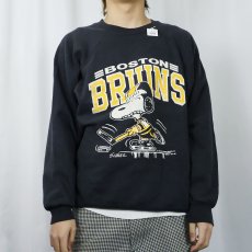 画像2: 80's〜 SNOOPY "BOSTON BRUINS" キャラクタープリントスウェット BLACK (2)