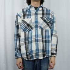 画像2: 90's Eddie Bauer USA製 チェック柄 ヘビーネルシャツ L (2)