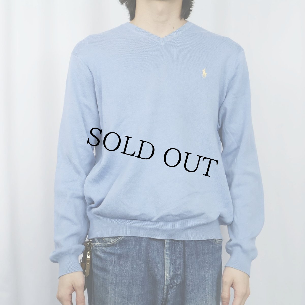 画像2: POLO Ralph Lauren Vネック ピマコットン ニットセーター L (2)