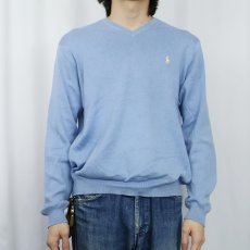 画像2: POLO Ralph Lauren Vネック ピマコットン ニットセーター L (2)