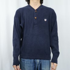 画像2: POLO Ralph Lauren ヘンリーネック コットンニットセーター NAVY L (2)