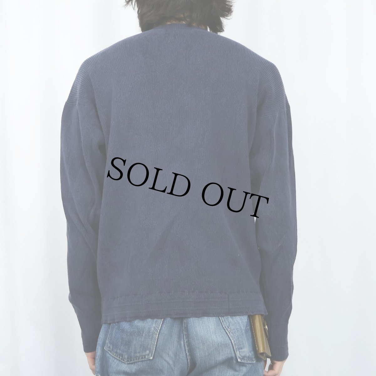 画像3: POLO Ralph Lauren ヘンリーネック コットンニットセーター NAVY L (3)