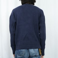 画像3: POLO Ralph Lauren ヘンリーネック コットンニットセーター NAVY L (3)