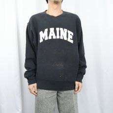 画像2: 90's Lee USA製 "MAINE" プリントスウェット BLACK L (2)