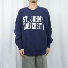 画像2: 90's JANSPORT USA製 "ST. JOHN'S UNIVERSITY" プリントスウェット NAVY (2)