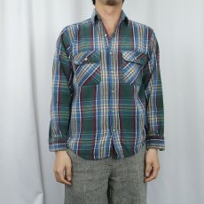 画像2: 90's FIVE BROTHER チェック柄 ヘビーネルシャツ S (2)