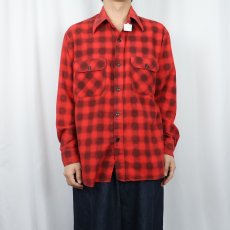 画像2: 70's オンブレーチェック柄 プリントネルシャツ (2)