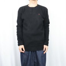 画像2: Ralph Lauren ウール×カシミヤ ニットセーター BLACK L (2)