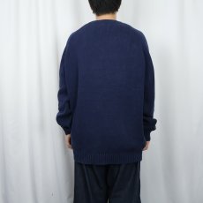 画像3: 90's LANDS' END USA製 Vネック コットンニットセーター L (3)