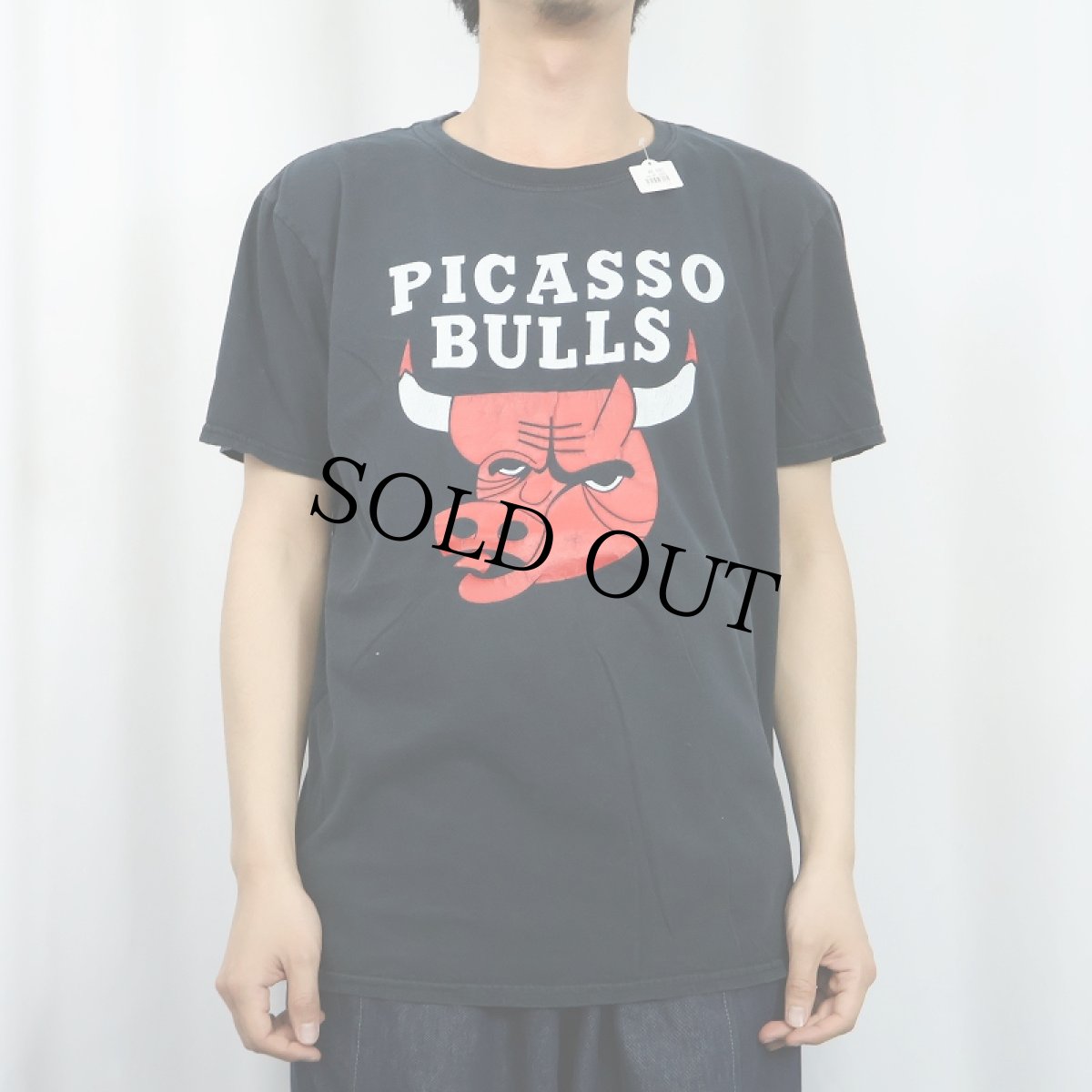 画像2: PICASSO BULLS NBAチーム パロディプリントTシャツ BLACK L (2)