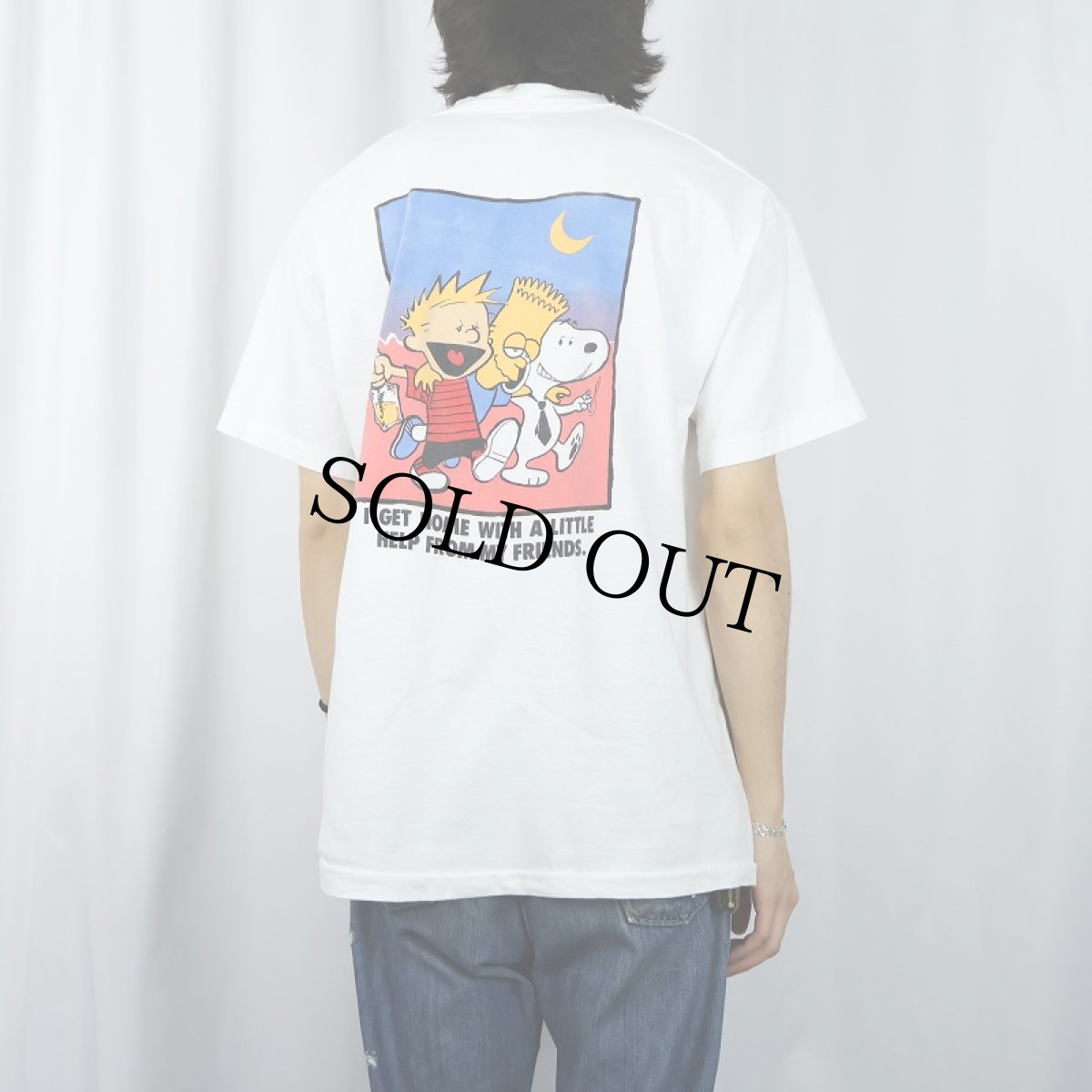 画像3: 90's USA製 "I get home with a little help from my friends" キャラクタープリントTシャツ XL (3)