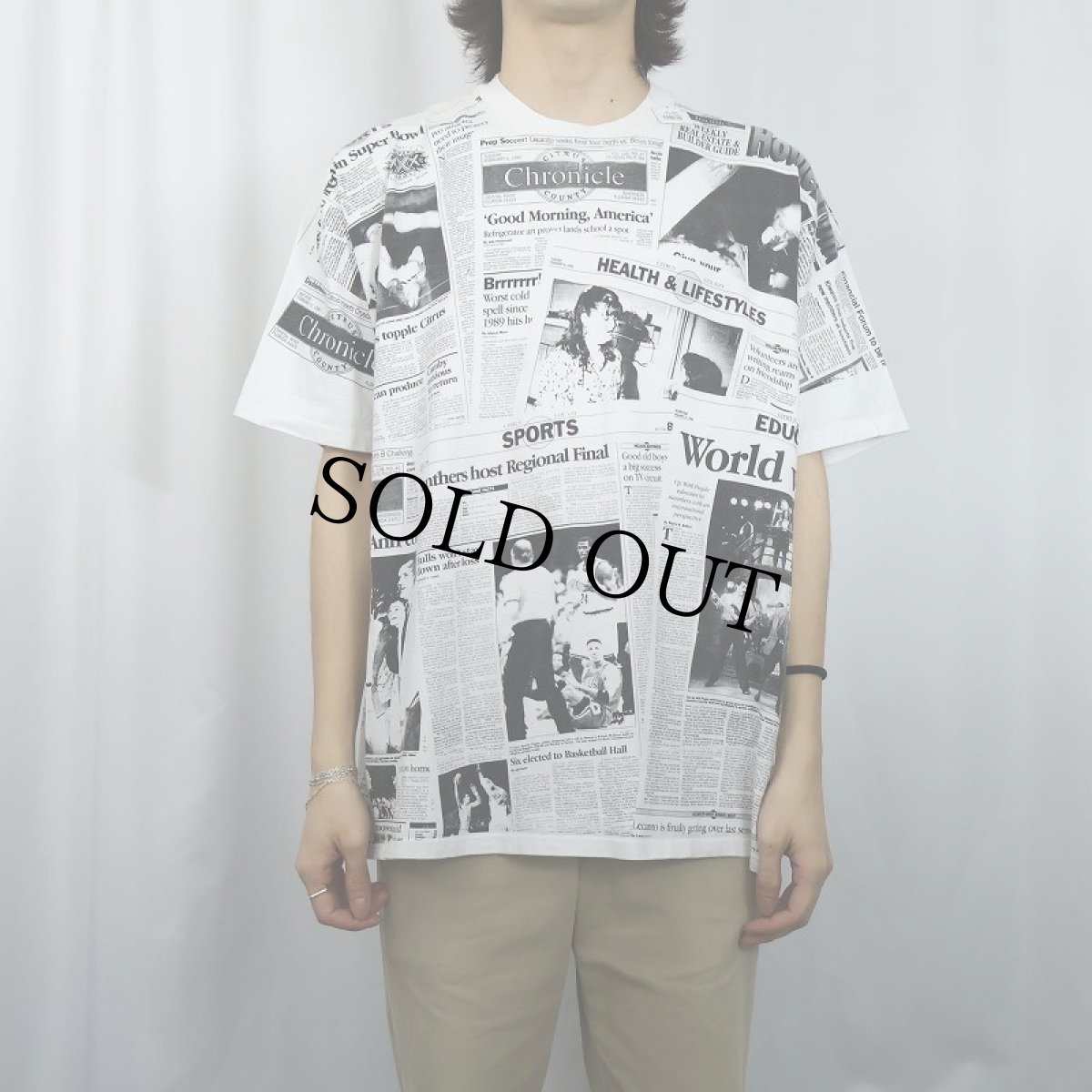 画像3: ニュースペーパー柄 大判プリントTシャツ XL (3)