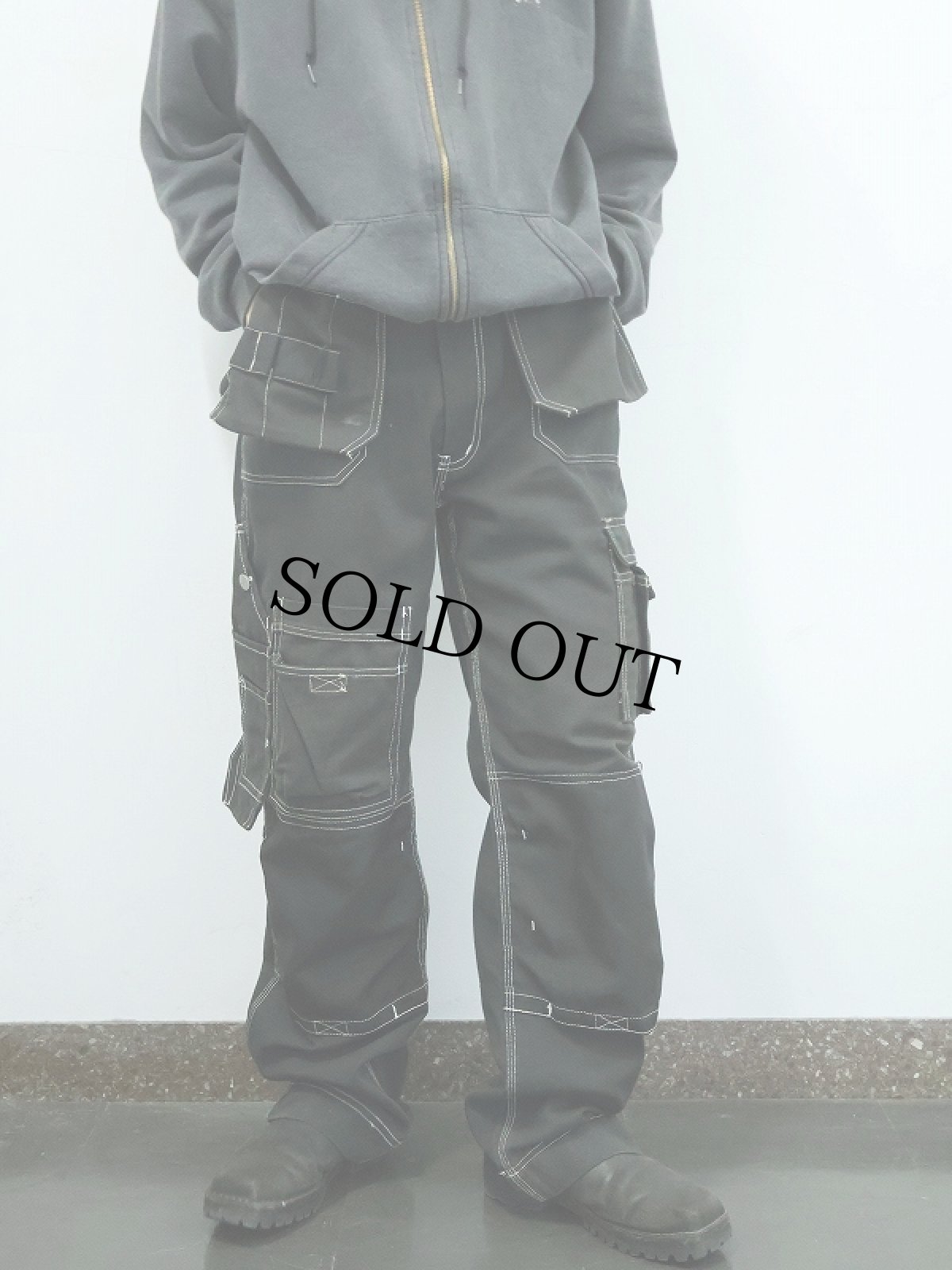 画像1: JMP WEAR ダブルニー カーゴパンツ BLACK W36 (1)