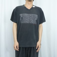 画像2: 90's 般若心経 Vネック プリントTシャツ BLACK XL (2)