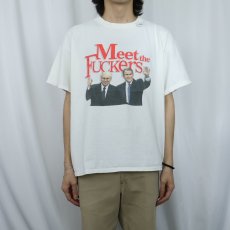 画像2: 2000's "Meet the Fuckers" 風刺画プリントTシャツ XL (2)