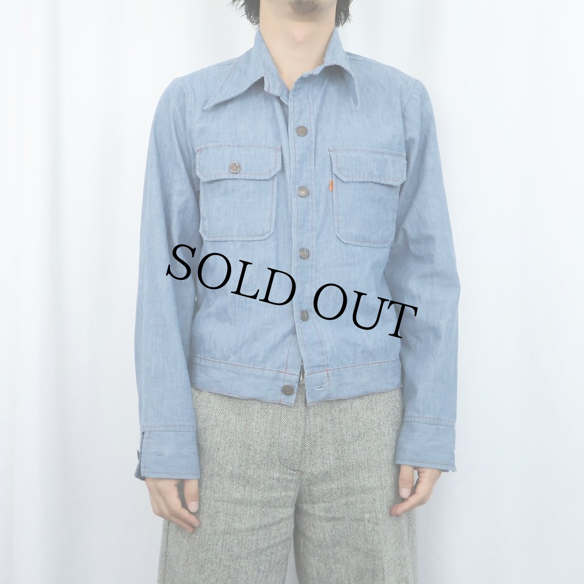 画像2: 70's Levi's "Panatela Tops" オレンジタブ シャンブレーシャツジャケット M (2)