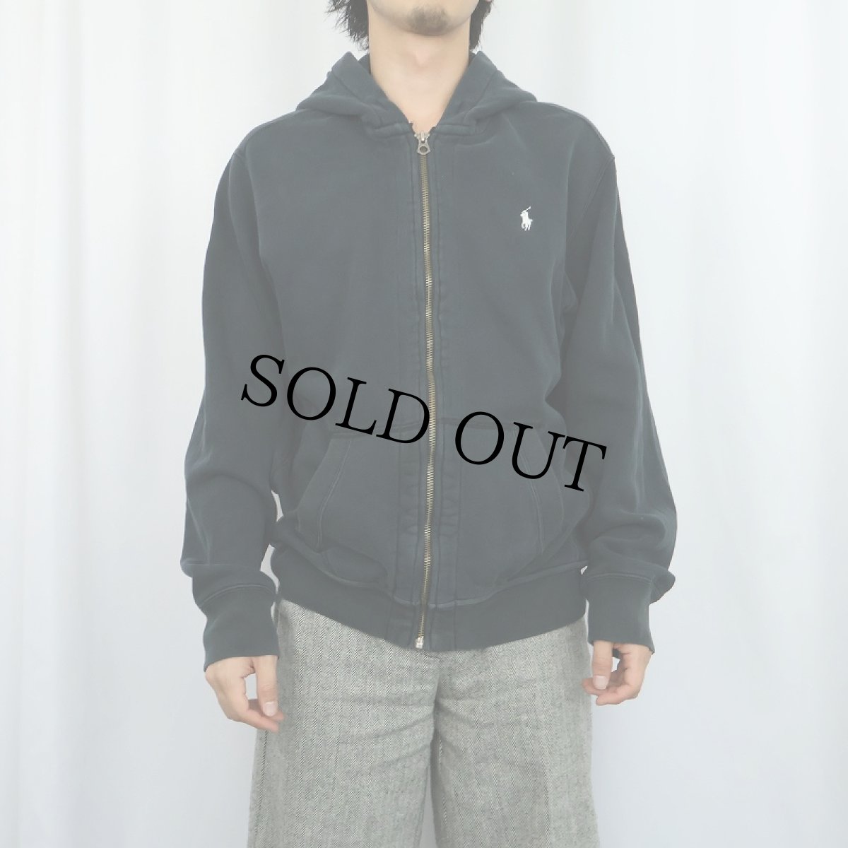 画像2: POLO Ralph Lauren スウェットジップパーカー BLACK L (2)