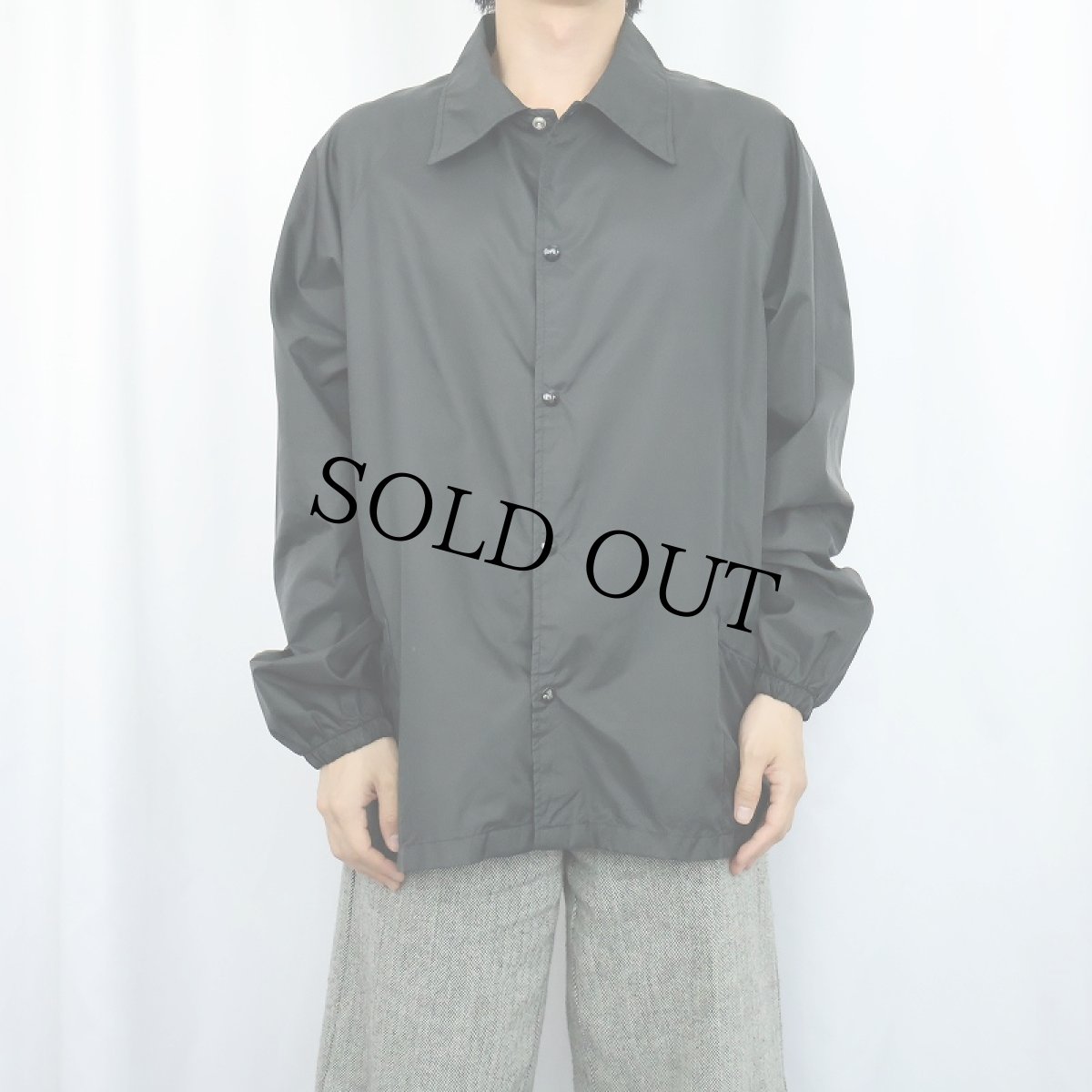 画像2: 80〜90's SOFFE USA製 ナイロンコーチジャケット BLACK XL (2)