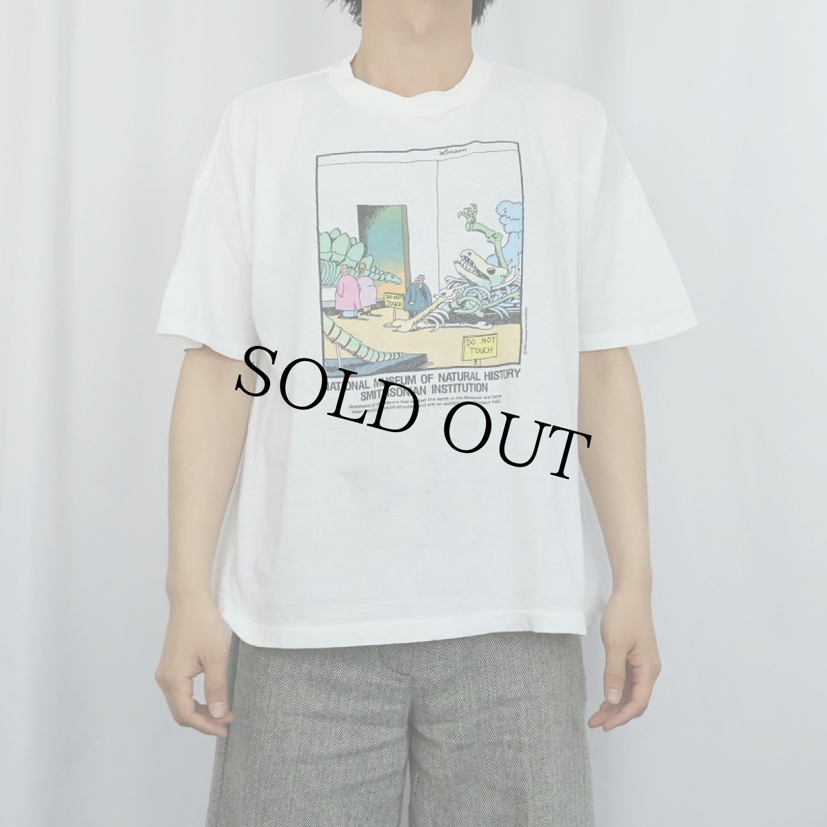 画像2: 90's USA製 "NATIONAL MUSEUM OF NAT URAL HISTORY...." シュールイラスト プリントTシャツ L  (2)