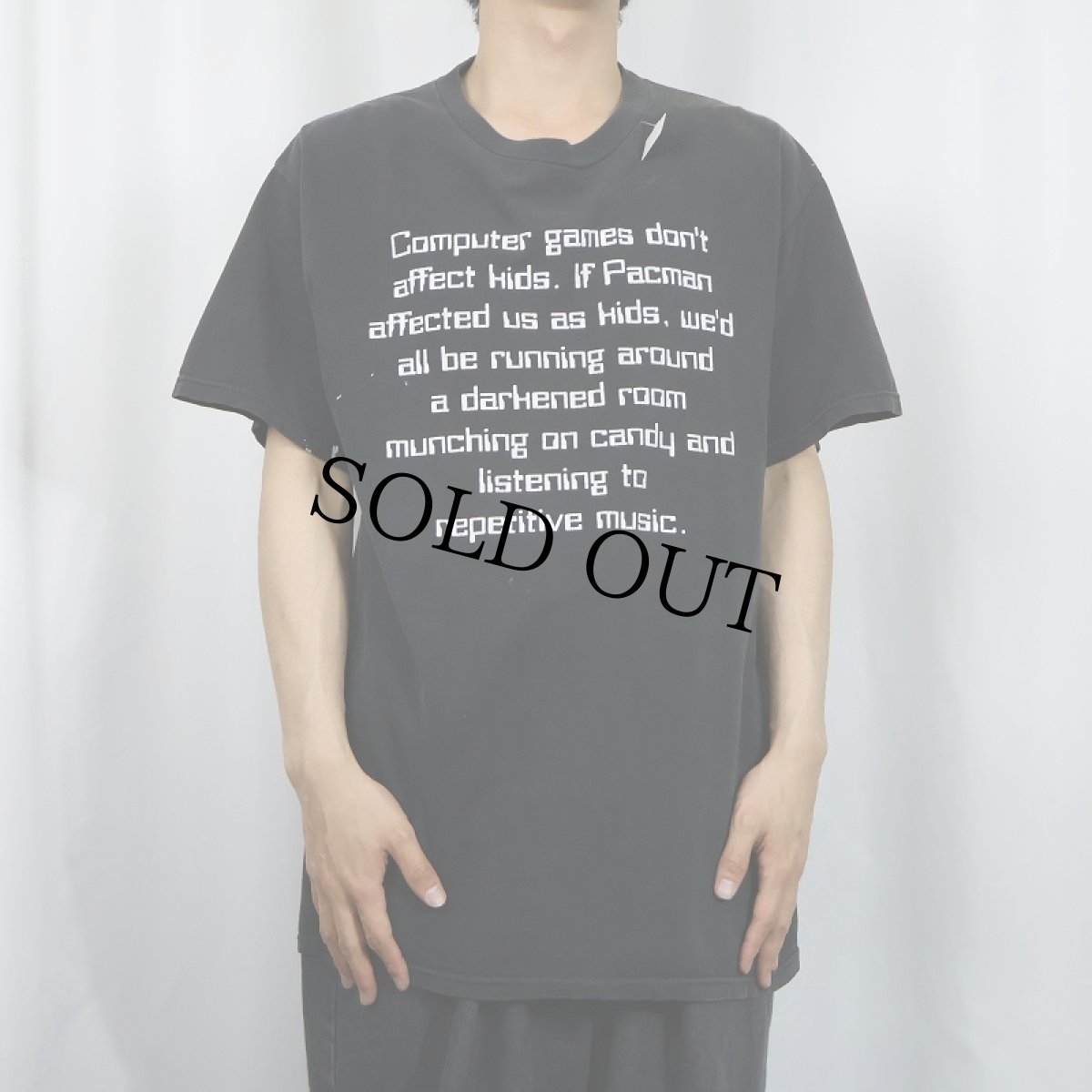 画像2: Computer games don’t affect kids... メッセージプリントTシャツ BLACK L (2)