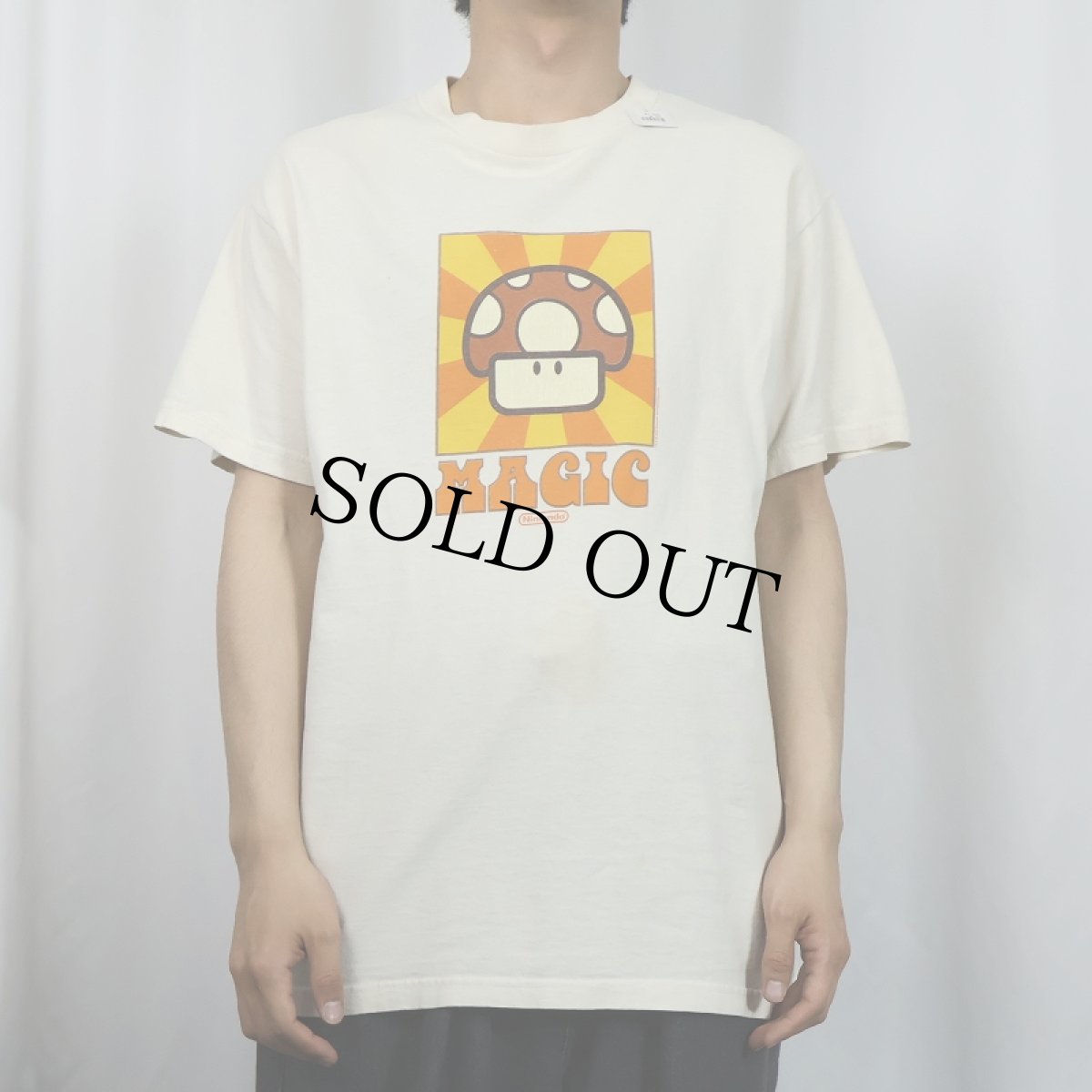 画像2: 2000's Nintendo SUPER MARIO "MAGIC" スーパーキノコプリントTシャツ L (2)