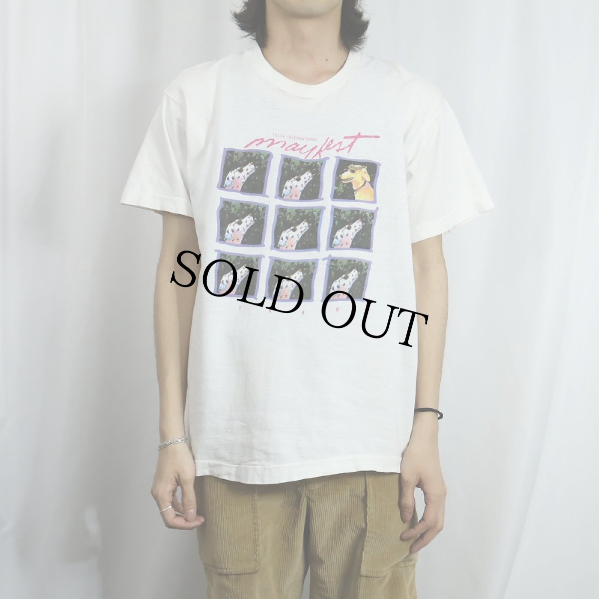 画像2: 90's USA製 Mayfest 犬プリントTシャツ L (2)