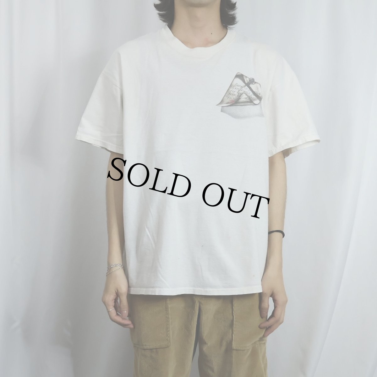 画像2: 90's "Gone to see Dad..." 十字架 ジーザスプリントTシャツ XL (2)