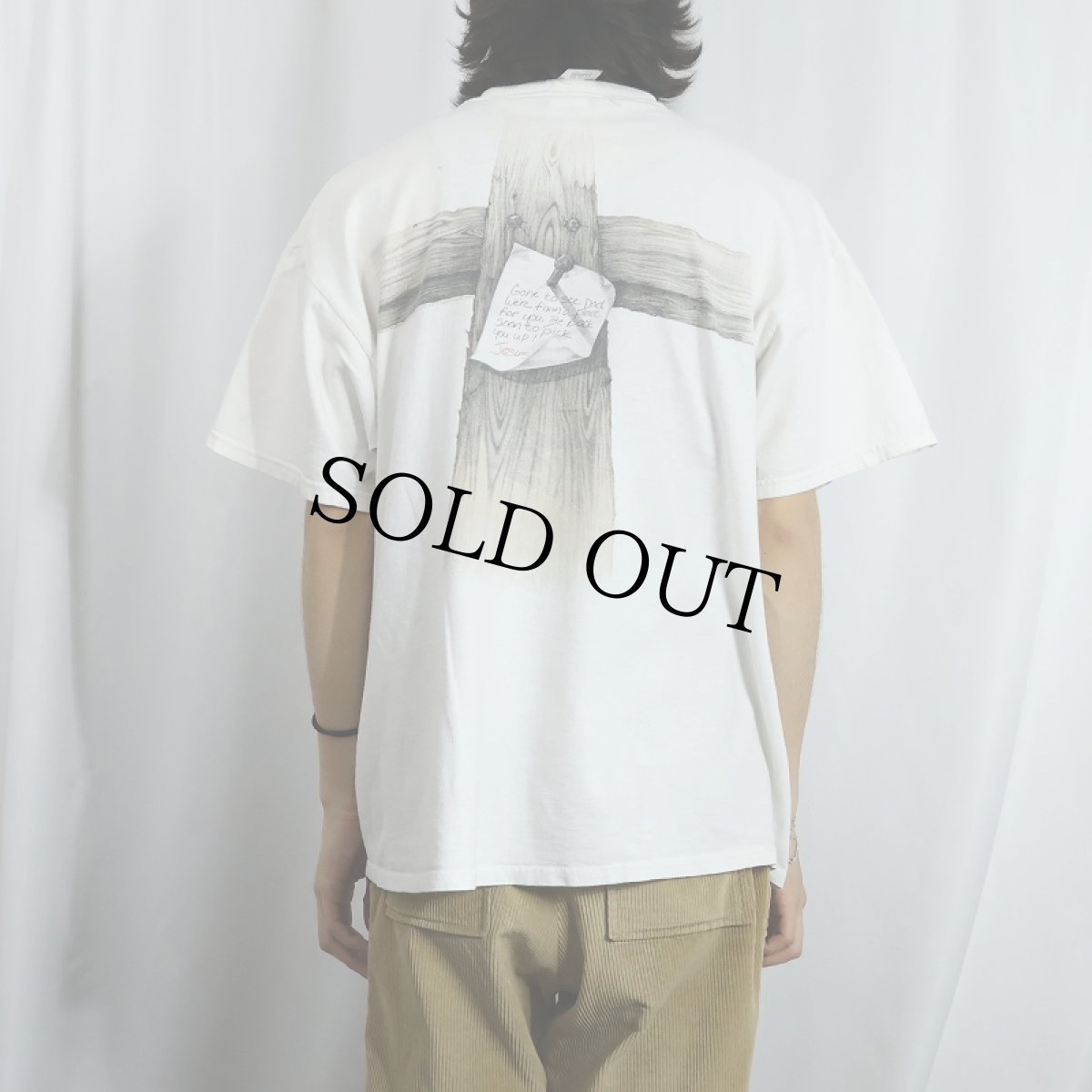 画像3: 90's "Gone to see Dad..." 十字架 ジーザスプリントTシャツ XL (3)