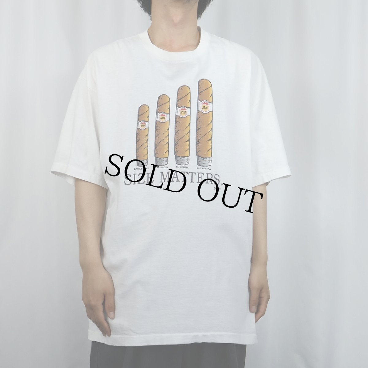 画像2: 90's USA製 "SIZE MATTERS." 葉巻プリントTシャツ XL (2)