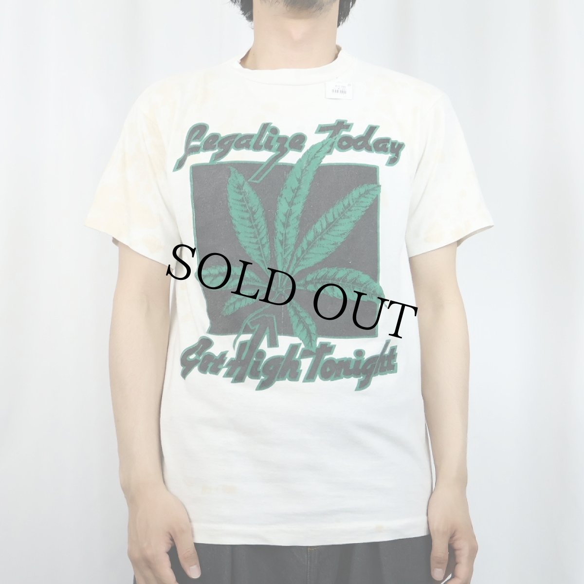 画像2: 90's "Legalize Today Get High Tonight" ガンジャプリントTシャツ L (2)