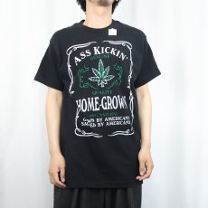 画像2: 90's ASS KICKIN' HOME-GROWN ガンジャ パロディプリントTシャツ BLACK L (2)
