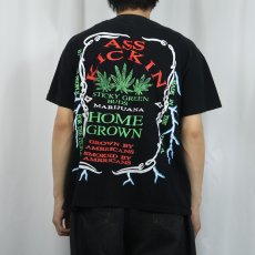 画像3: 90's ASS KICKIN' HOME-GROWN ガンジャ パロディプリントTシャツ BLACK (3)