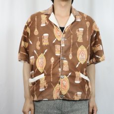 画像2: 60〜70's Surf King 総柄 パイル ビーチシャツ (2)