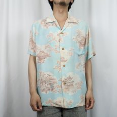 画像2: 50〜60's SILVER of HAWAII オールオーバーパターン シルククレープ ハワイアンシャツ M (2)