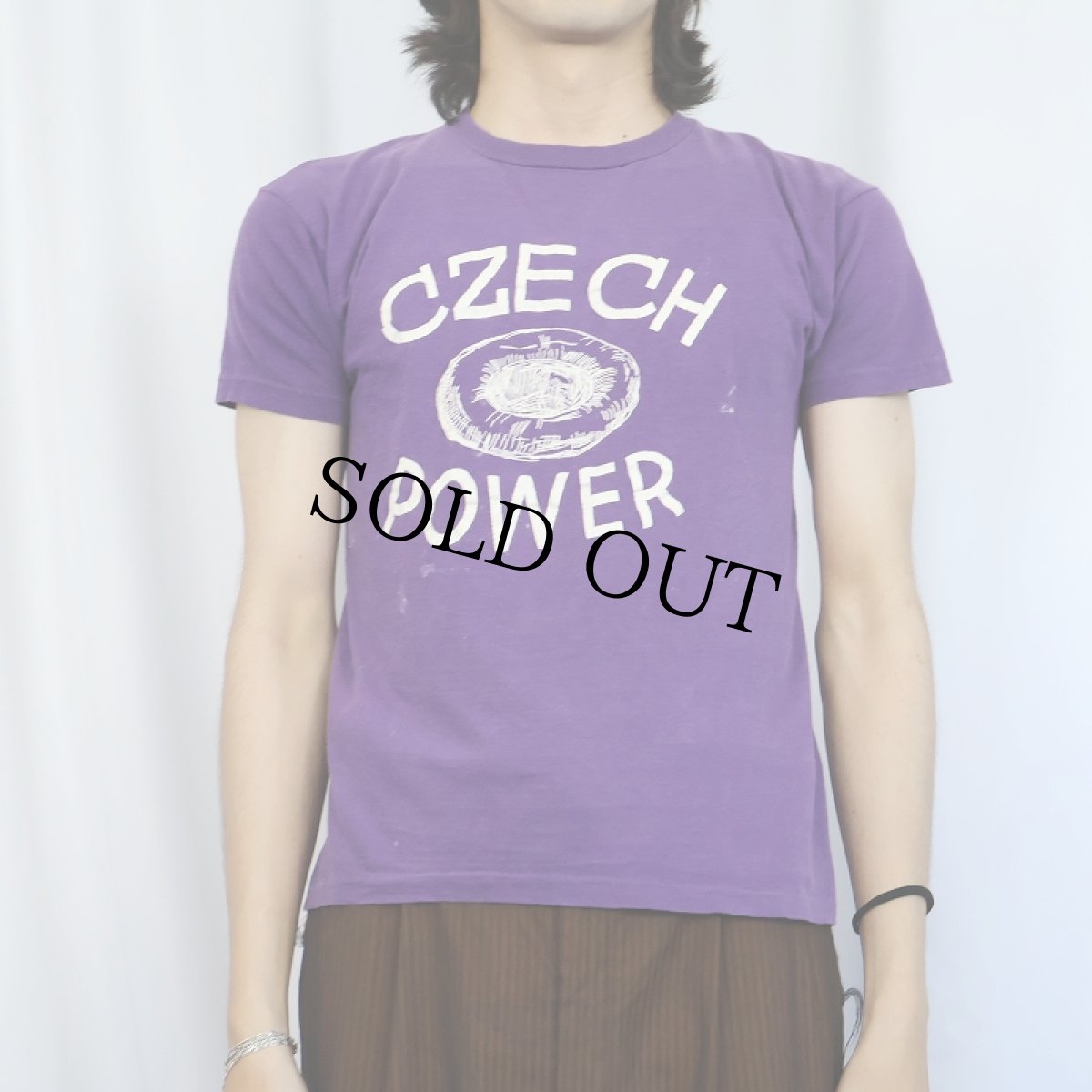 画像2: 60〜70's USA製 "CZECH POWER" プリントTシャツ M (2)