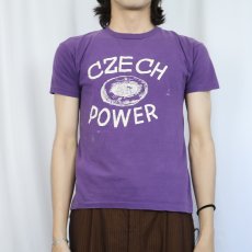 画像2: 60〜70's USA製 "CZECH POWER" プリントTシャツ M (2)