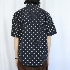 画像3: 90's FRANK USA製 ポルカドット柄 コットンオープンカラーシャツ BLACK M (3)
