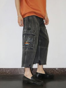 画像3: CASH ONLY ブラックデニム カーゴパンツ W20-34 (3)