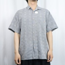 画像2: 柄織り コットン×ビスコース オープンカラーシャツ M (2)