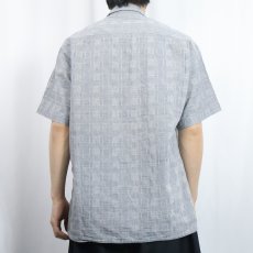 画像3: 柄織り コットン×ビスコース オープンカラーシャツ M (3)