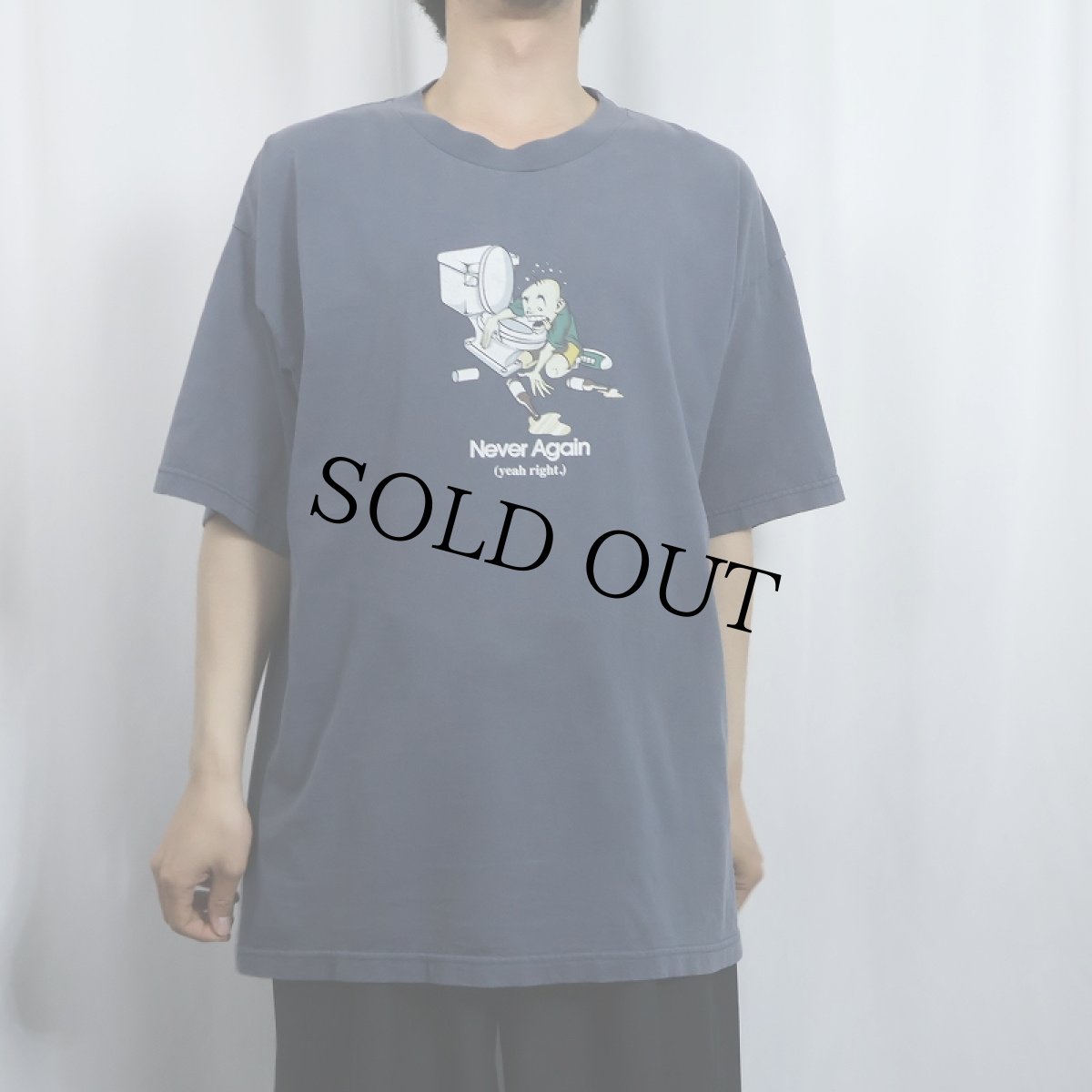 画像2: Never Again (yeah right.) ジョークプリントTシャツ XL (2)