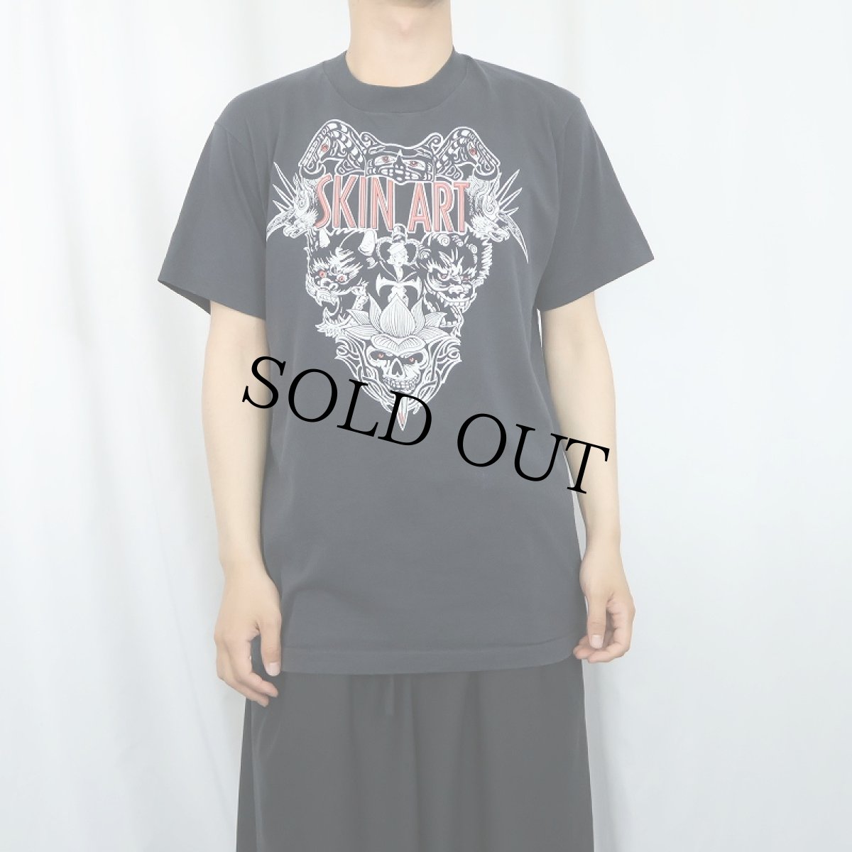 画像2: 90's SKIN ART USA製 タトゥープリントTシャツ BLACK L (2)