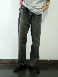 画像1: 90's Levi's 550 USA製 "サルファブラック" ペンキペイント ブラックデニムパンツ W31 (1)