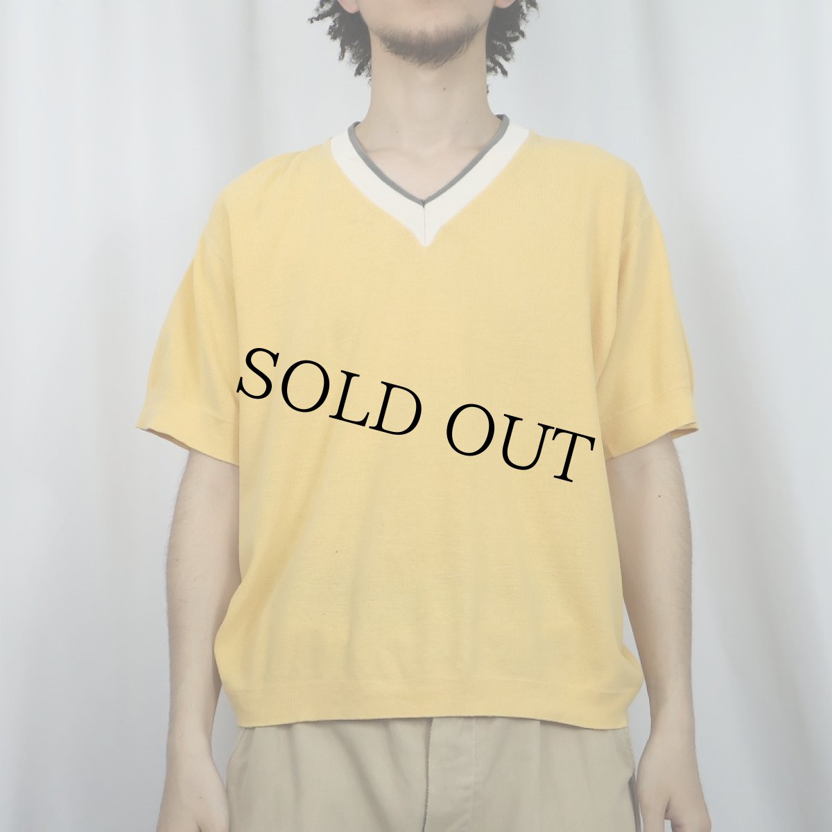 画像2: 60's Munsingwear Vネック 半袖コットンニット L (2)