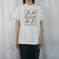 画像2: 90's〜 Carlos Falchi イラストプリントTシャツ (2)