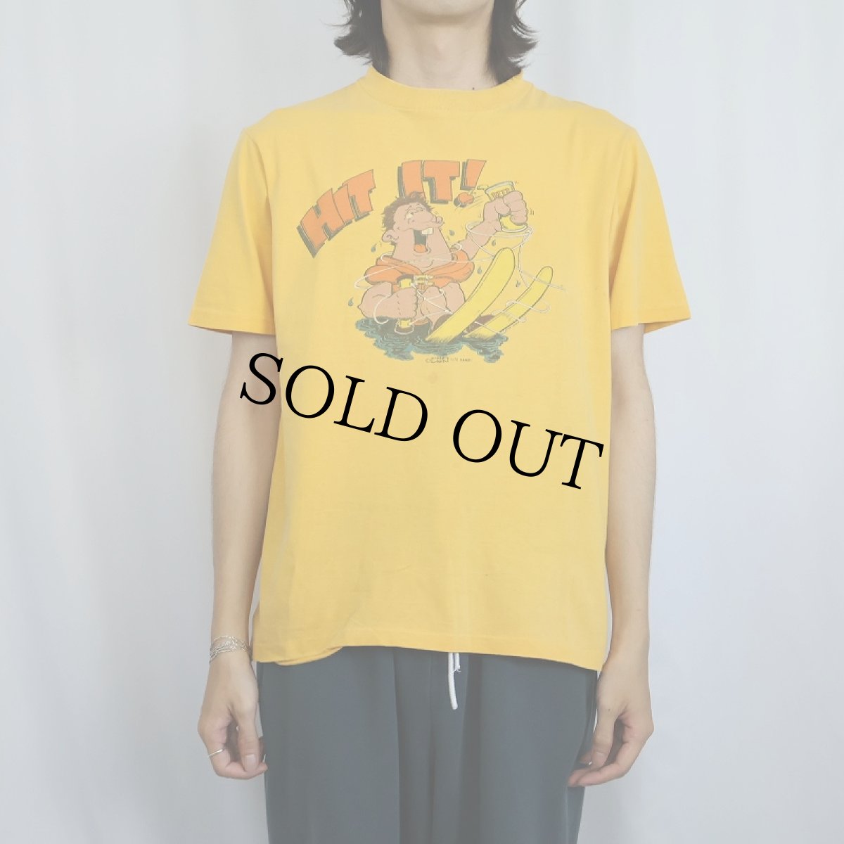 画像2: 70's "HIT IT!" 染み込みプリントTシャツ L (2)