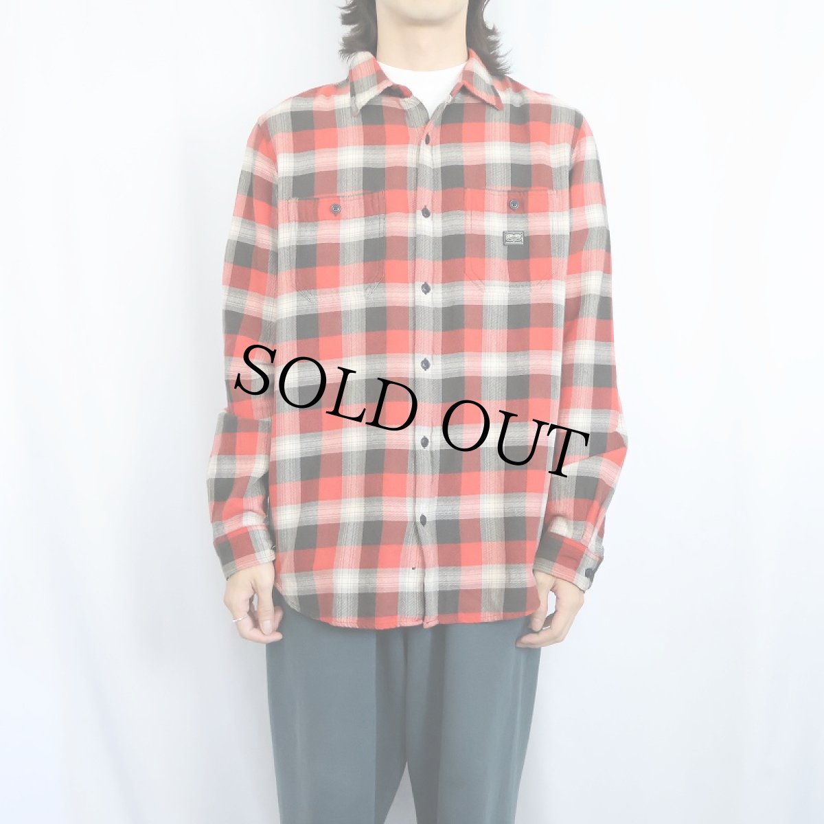 画像2: Ralph Lauren DENIM&SUPPLY オンブレーチェック柄 ライトネルシャツ L (2)